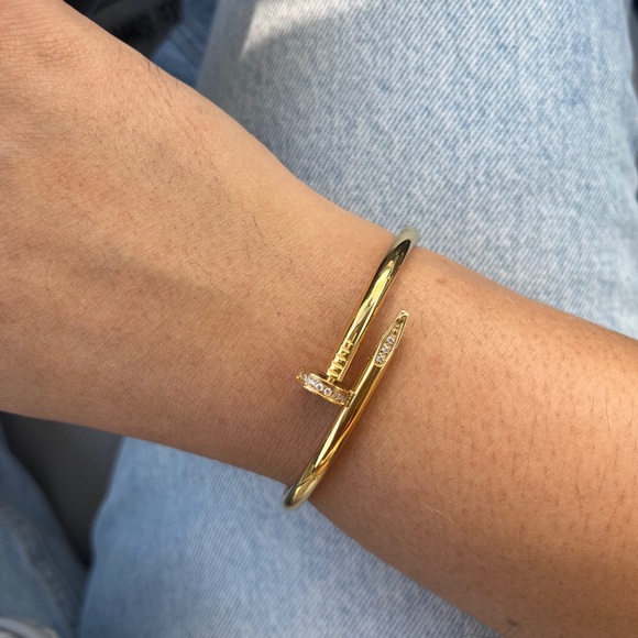 Gold Nail Zirconia Bracelet Classic Model - Picture 13 of 13